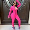 Women Sexy Bodysuit Long Sleeve Fall Wear Sexy Slim Skinny Clubwear Solid Zipper Bodycon Bandage Jumpsuit Overalls High Street