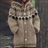 Halloween Animal 3D Printed Hooded Cape Sweatshirt Women - Streetwear Longline Hoodie With V-Neck Button Front
