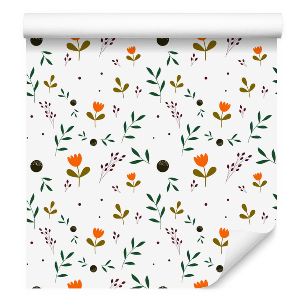 Flowers and Berries Wallpaper White and Light Gray for Living Room and Bedroom 50x1000
