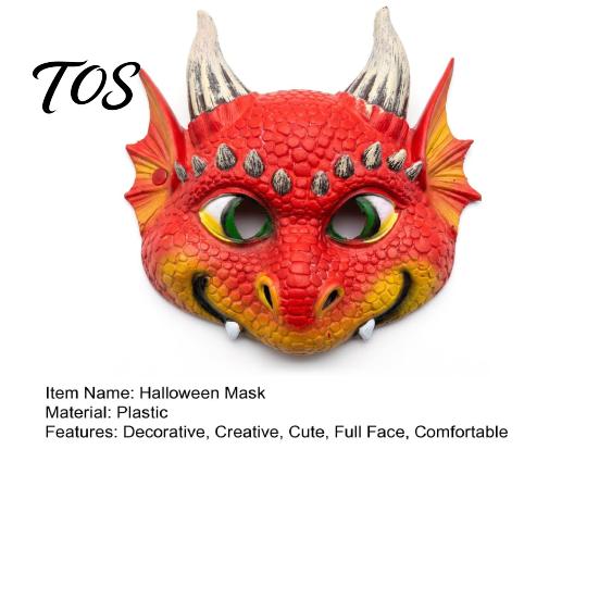 Realistic 3D Dragon Head Mask Cute Full Face Mask, Halloween Party Baby Lightweight Breathable Soft Material Animal Role Play Costume with Scales And