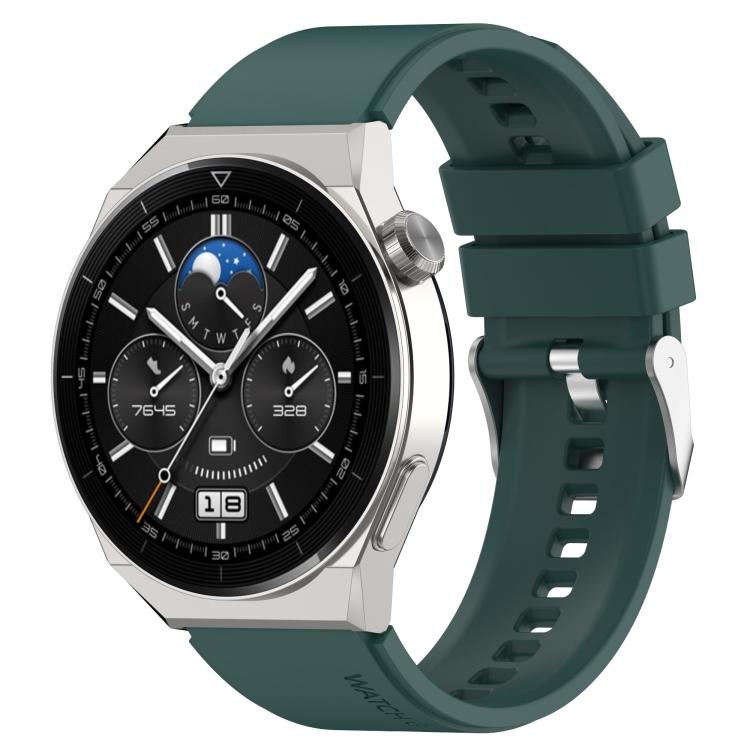 Для Huawei Watch GT3 46 мм 22 мм Выступающая головка Силиконовый ремешок Серебряная пряжка