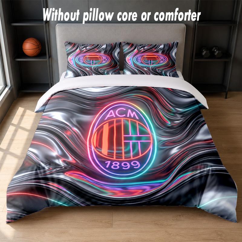 AC Milan Design Bed Bedding Set 1 Duvet Cover + 2 Pillowcases Soft Breathable Household Bed Linens