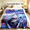 Cat Theme Soft Blanket Personalized Custom Name Text Print Warm Blanket Home Sofa Bedroom Decor