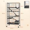Rabbit Cage with 4 Multi-Level Entrances and Hammock, Steel and PP, 80x52x159 cm