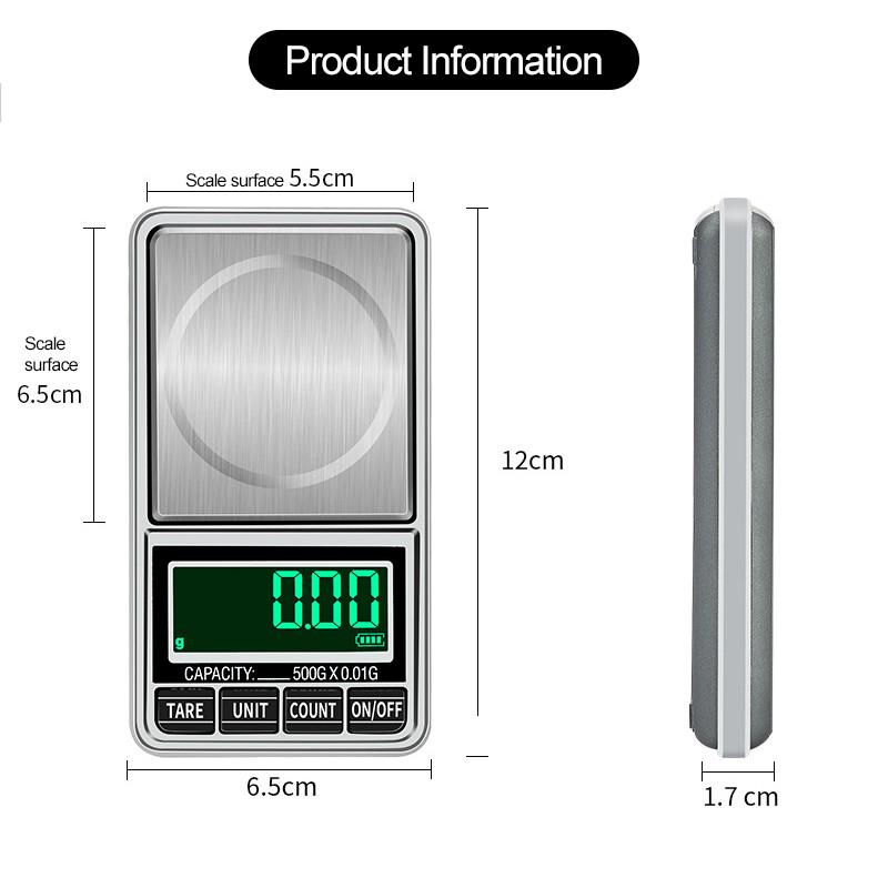Portable Electronic Jewelry Scale 0.01g 100g/200g/300g/500g/1000g USB Plug-In Pocket Scales