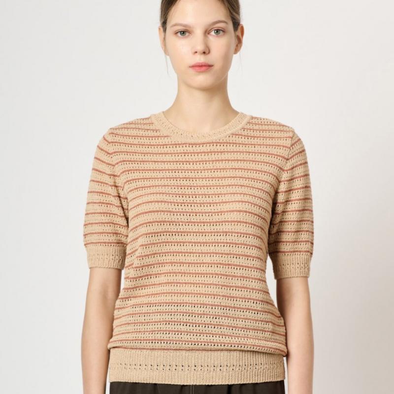 BCBG Полосатый трикотажный топ с коротким рукавом B4m5k428