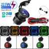12/24V Dual USB Port Car Charger Motorcycle 5V 4.2A Charger Socket Waterproof Fast Quick Charge Adapter for Vehicle Boat Truck