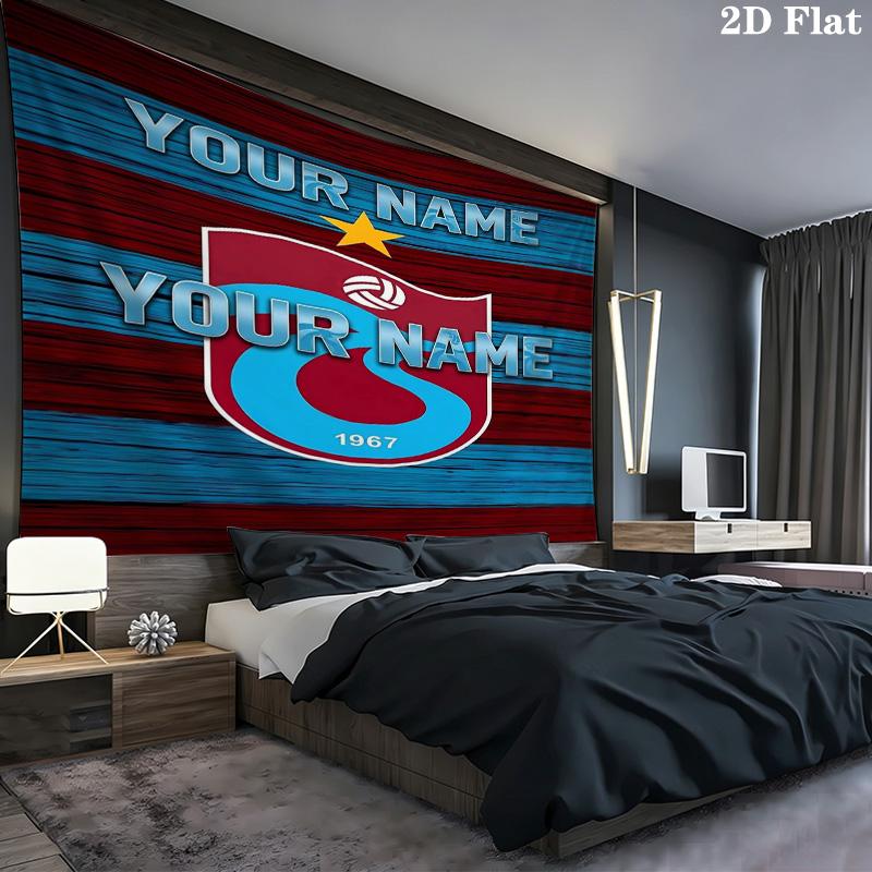 Star Soccer Emblem Custom Name Wall Tapestry Aesthetic Wall Hanging Printed Fabric Blanket Decorative Tapestries For Bedroom Living Room Home Decor
