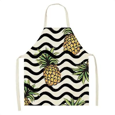 Фартук без рукавов, льняной кухонный рабочий фартук, ананас, фруктовый принт, фруктовый узор, талия, аксессуары для домашней кухни, женский фартук