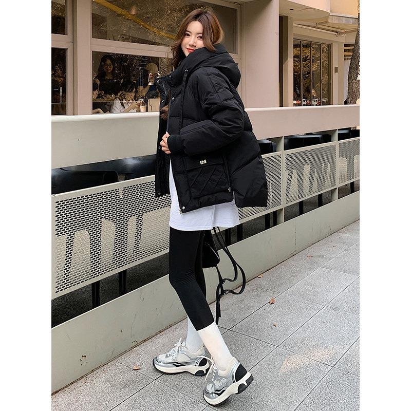 Женская одежда больших размеров осень и зима свободная повседневная куртка-тулинг с капюшоном короткая пуховая хлопковая куртка