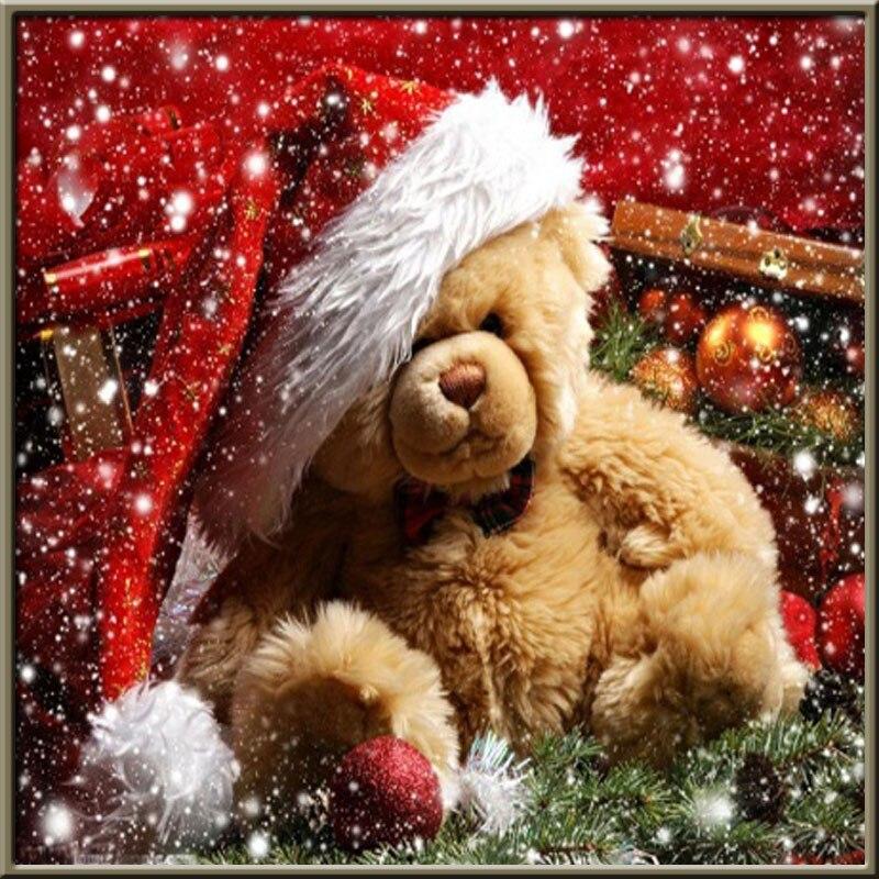 DIY 5D Diamond Painting Christmas Snowman Full Round Drill Mosaic Bear Embroidery Cross Stitch Christmas Decorations For Home