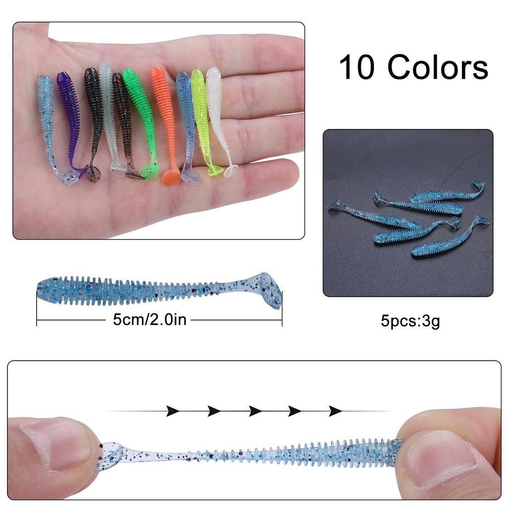 10pcs/lot Soft Rubber Bait Fishing Lure Wobbler Soft Worm Carp Fishing  Artificial Silicone Swimbait