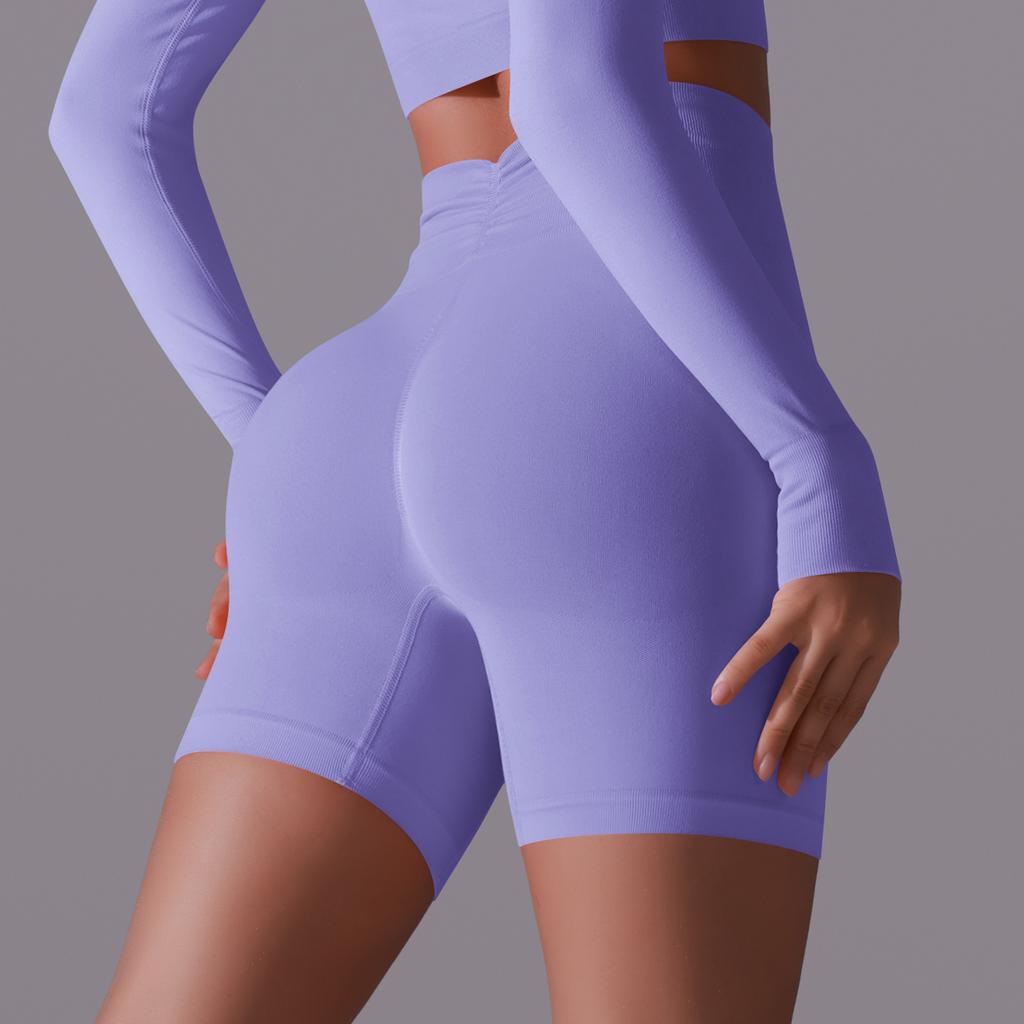 Женские бесшовные спортивные шорты с высокой талией, шорты для тренировок в тренажерном зале, шорты персикового цвета для фитнеса, йоги, леггинсы