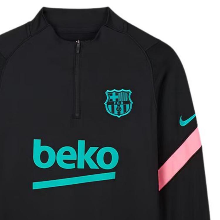 Nike Мужская футбольная футболка FC Barcelona Dri-Fit 20/21 Strike Drill с удобным воротником-стойкой, длинным рукавом Мужские Топы CK9611-011