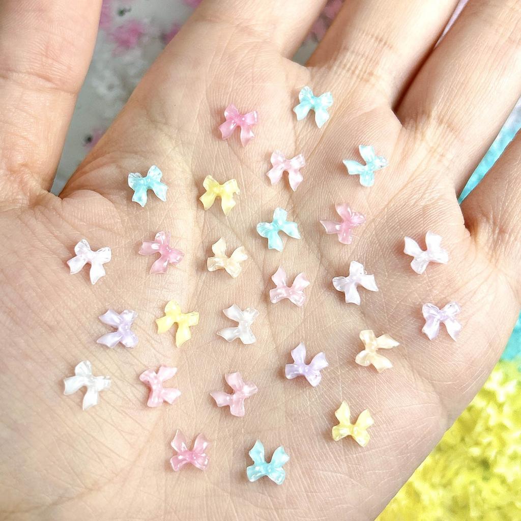 Mini Small Bow Nail Art Accessories Internet Celebrity Ice Transparent Resin 3D Bowknot Beautiful Girl Nail Decoration
