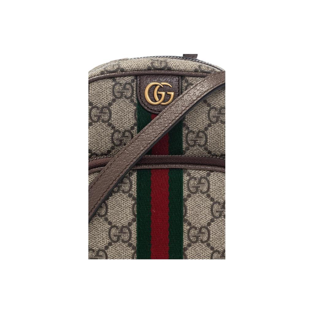Gucci Ophidia Винтажный Логотип Полоска Ткань Web и Кожа Сумка-Мессенджер для Камеры Мини Унисекс сумки 671682-96IWT-8745