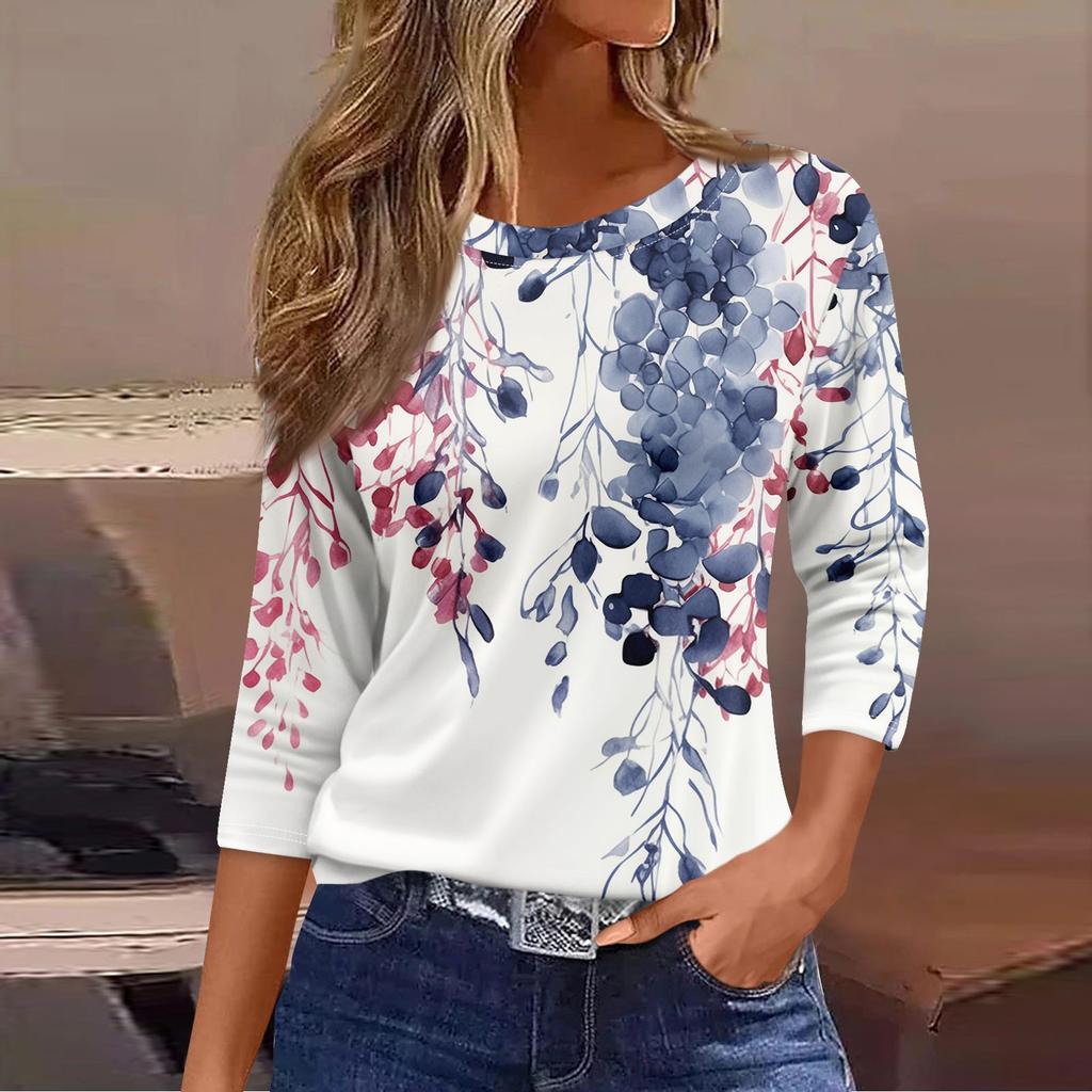 Футболка с длинным рукавом, женская модная повседневная свободная рубашка с круглым рукавом, футболка с принтом, женский топ