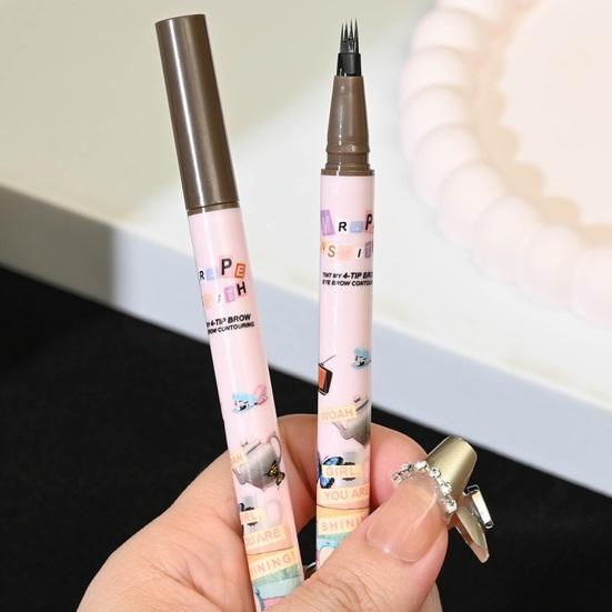 Карандаш для бровей, 4 микро-вилки, аппликатор, водостойкая натуральная долговечная ручка для контурирования бровей, подводка для женщин, инструменты для макияжа