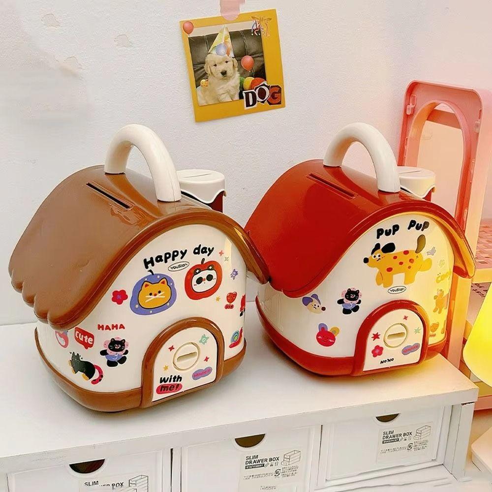 With Key Lock Cartoon DIY Coin Bank Large Capacity Children Money Boxes For Coins Cash