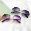 Безрамные солнцезащитные очки с обрезанием краев, женские винтажные солнцезащитные очки без оправы с градиентом V4, уличные солнцезащитные очки, новинка