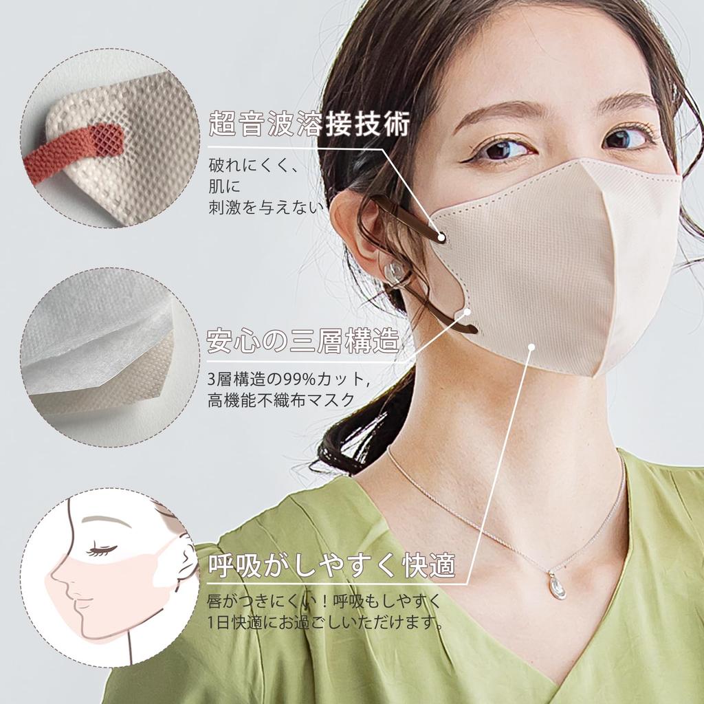 3D Nonwoven Disposable Masks for Round and Long Comfortable Suitable for Small Faces [sumalala] 53-Count Masks, Bicolor, Complexion-Effective,