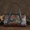 Retro Embossed Hand Painted Genuine Leather Women Bag Versatile Cowhide Shoulder & Crossbody Bags