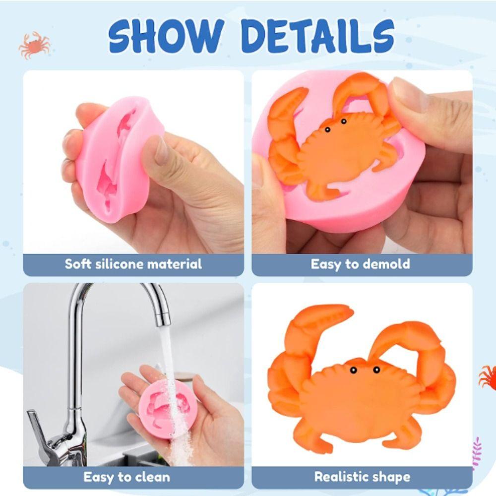 2pcs Silicone Crab Shape Silicone Mold Crab Shape Cake Decorating Ocean Theme
