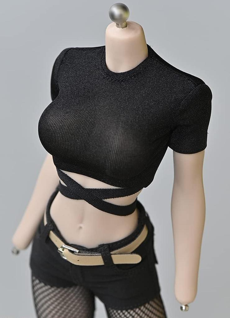 Аксессуары для женской сексуальной куклы с передним ремешком и одеждой, отличной от [TOYBARJAPAN] 1/6 фигурки/Красивая футболка (голова, тело, обувь,