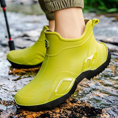Новые непромокаемые ботинки короткие мужские непромокаемые ботинки для взрослых женские нескользящие и износостойкие резиновые ботинки флисовые теплые модные непромокаемые ботинки