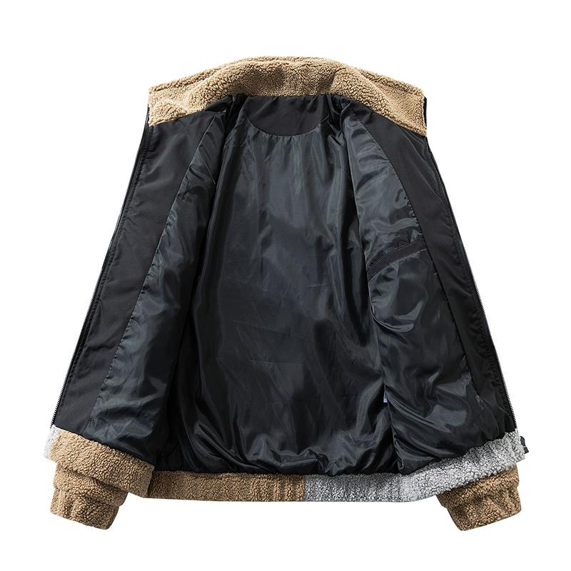 Осень Зима Мальчики Теплая Плюшевая Куртка Пальто с Контрастными Панелями на Молнии Повседневная для Вечеринки по Случаю Дня Рождения