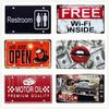 Free Wifi Inside Vintage Metal Plates Car Club Pub Bar Party Wall Decoration Tools Metal Signs Plaque Wall Stickers