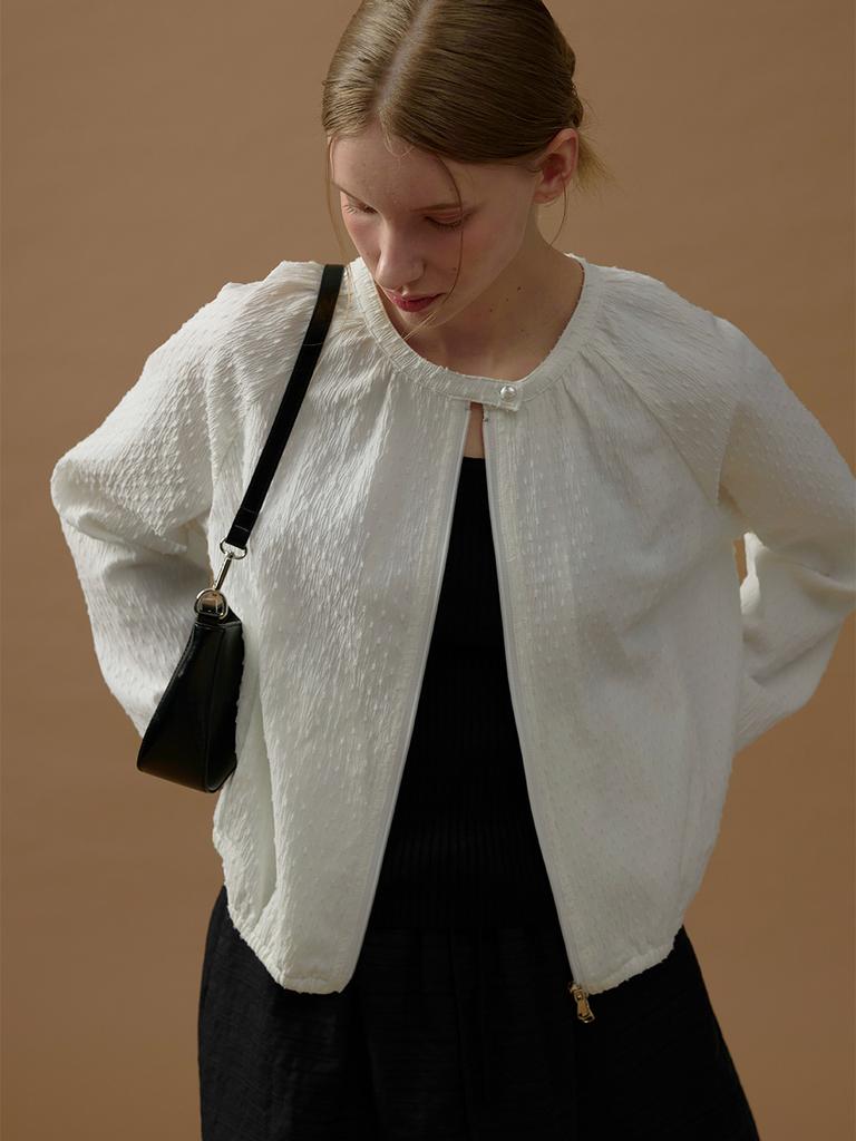 Moat Wave Shirred Jumper (Sand Ivory)