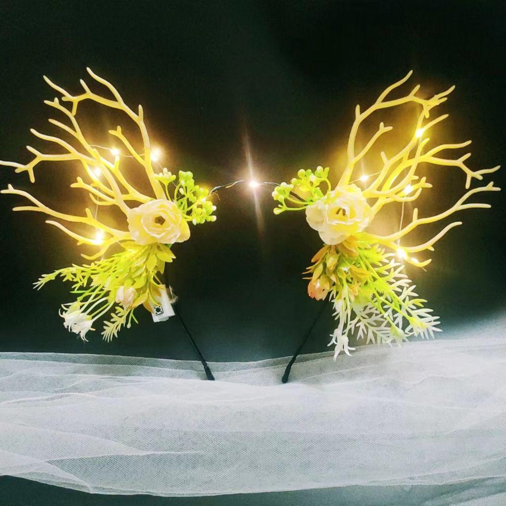 Обруч для волос Светодиодная рождественская повязка на голову Светодиодная светящаяся повязка на голову Милая повязка на голову с оленьими ушками и рогами Девочка