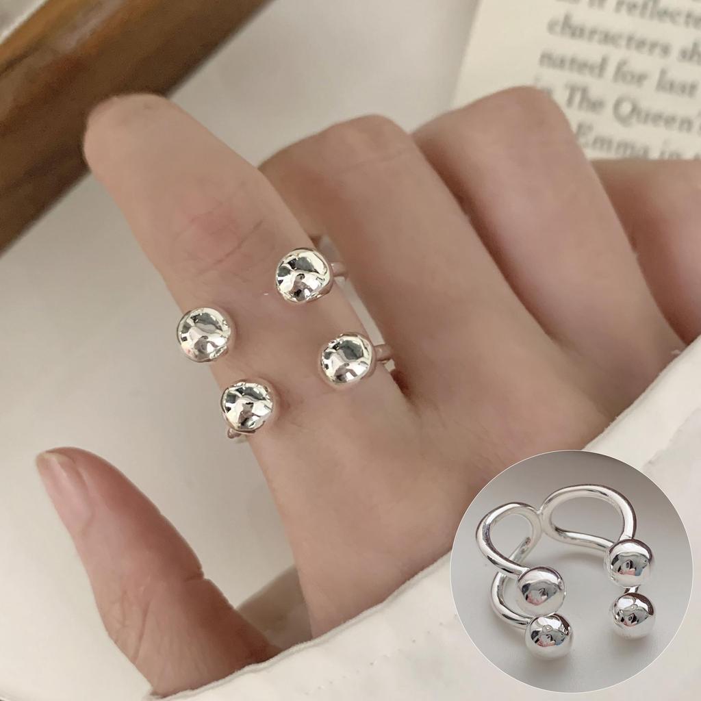 Европейско-американское геометрическое разомкнутое кольцо с серебряным покрытием S925 — ретро, креативный и стильный дизайн указательного пальца для женщин