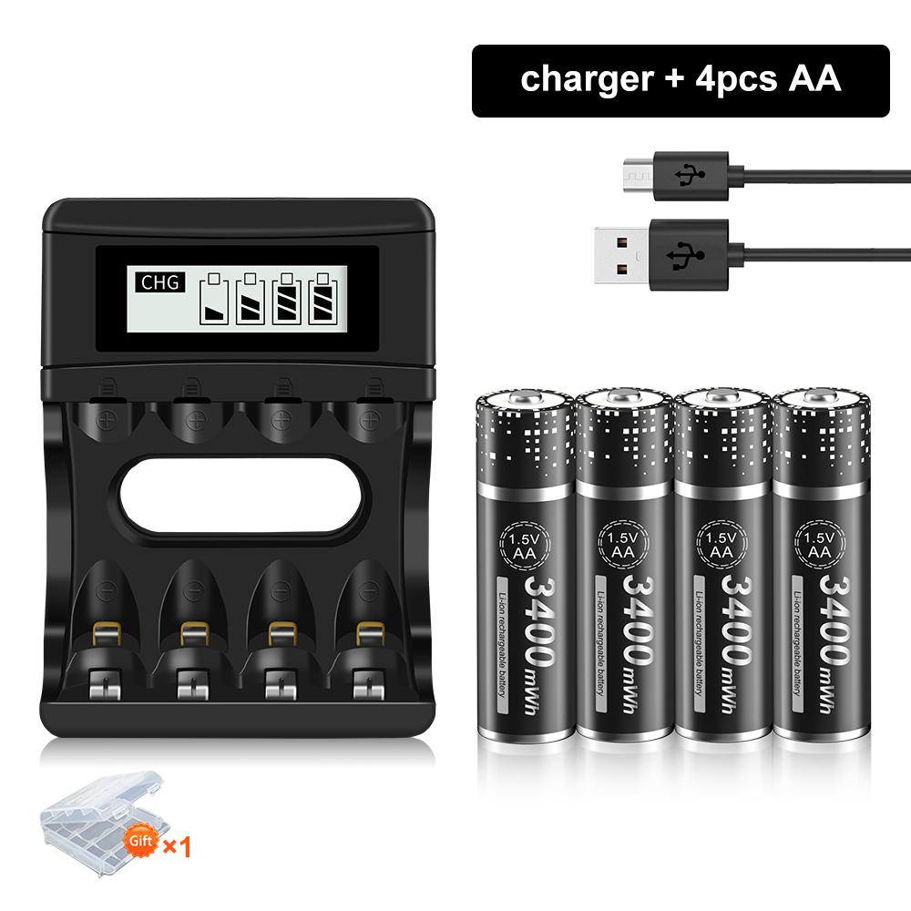 PALO AA 1.5 V Li-ion Rechargeable battery 1.5V AA lithium battery 3400 mWh AA batteries for Clocks, mice, computers, toys so on