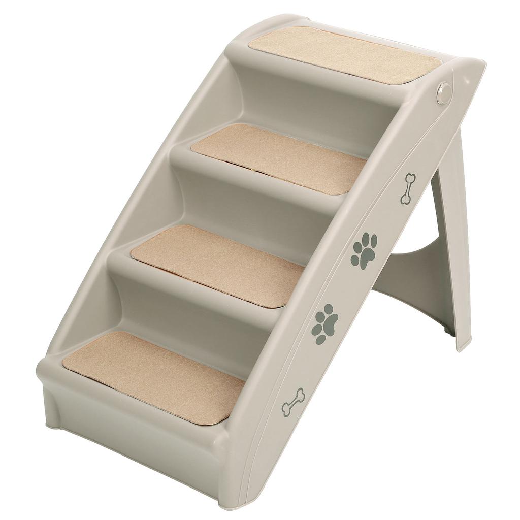 4-ступенчатая складная лестница для домашних животных, пандус для собак и кошек, для использования в помещении и на улице, светло-серый