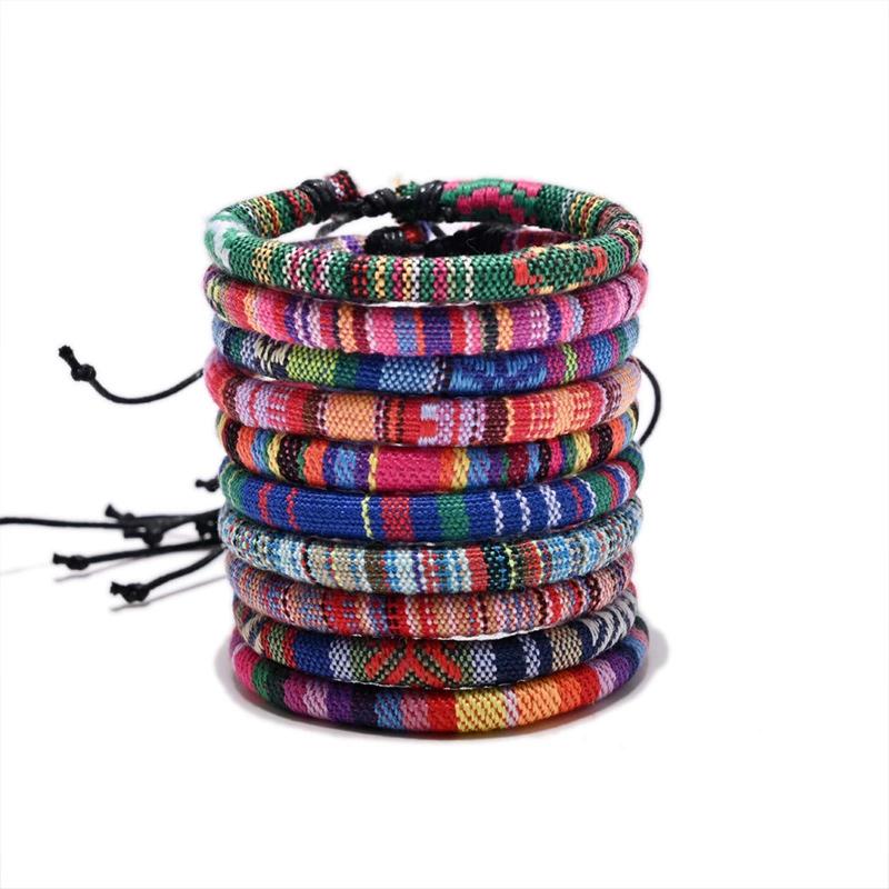 Bohemia Colorful Woven Bracelet Rope String Adjustable Rope Braided Anklets Handmade Friendship Bangles for Men Women Child