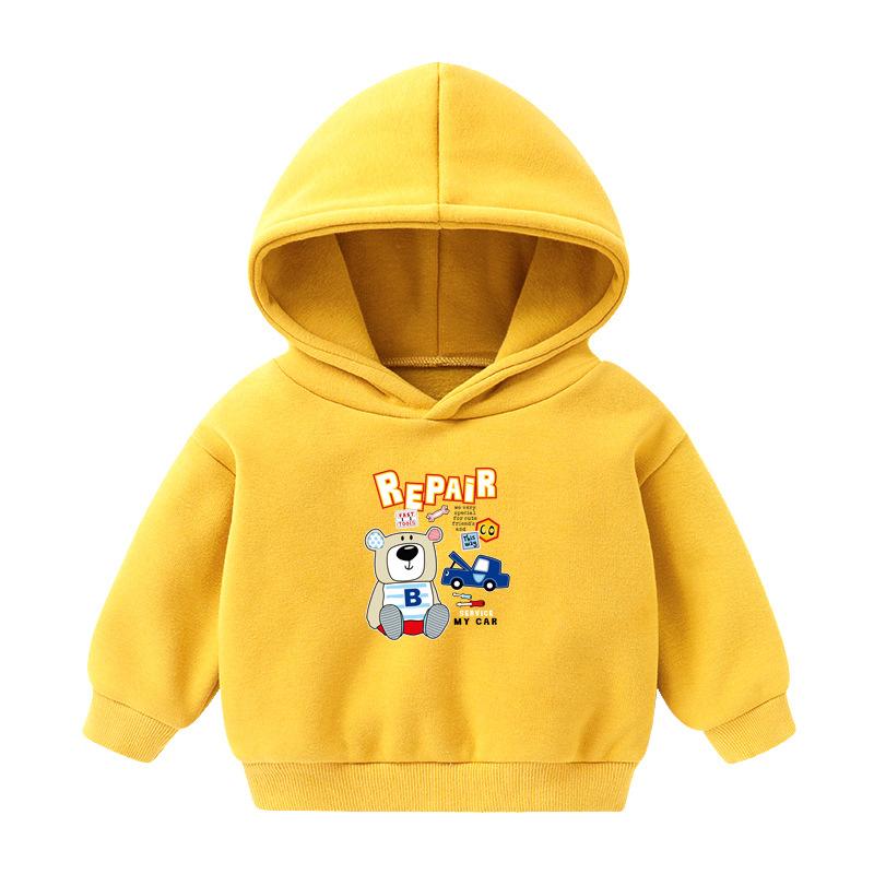 Детская толстовка с капюшоном с весенним мультяшным медведем для мальчиков и девочек