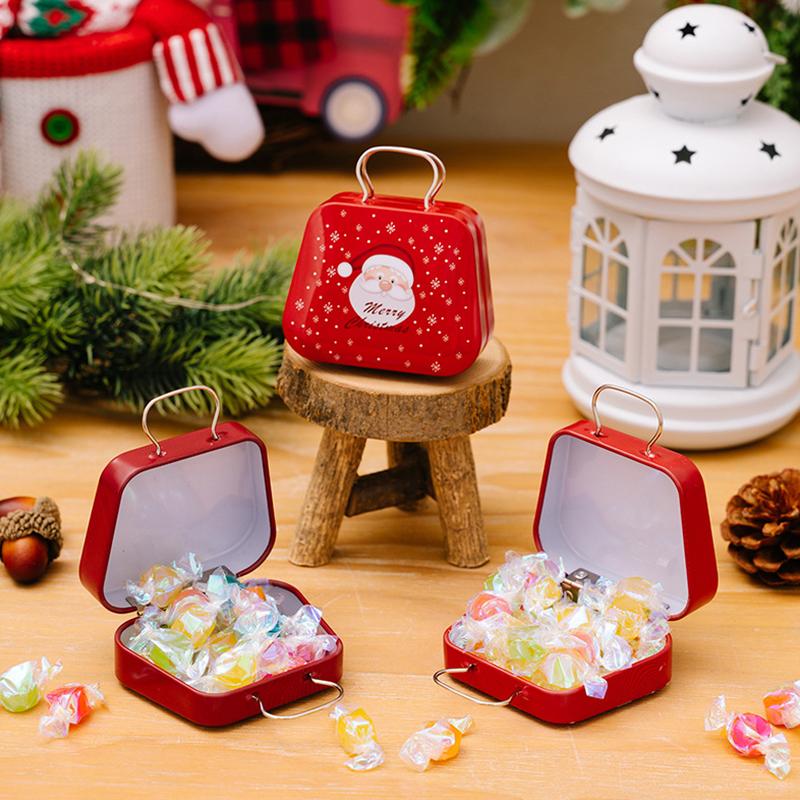 Christmas Tinplate Gift Boxes Cartoon Pattern Santa Claus Snowman Candy Chocolates Cookies Handheld