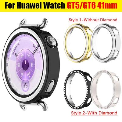 Полый чехол для Huawei Watch GT6 41MM/GT5 41MM Защитная жесткая и прочная поликарбонатная крышка с пластиковым бриллиантовым декором Корпус часов