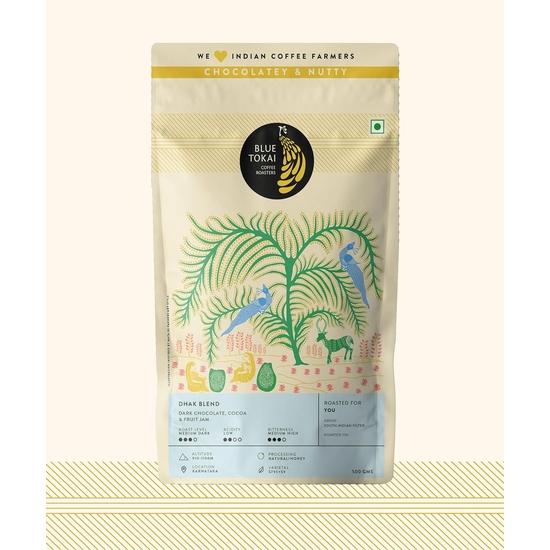 Blue Tokai Coffee Roasters Dhak Blend - Dark Roast | South Indian Filter Grind 500G Pouch| 100% Arabica Beans | Freshly Roasted Ground Coffee