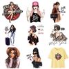 Beautiful Girl Iron On Patches For Clothing Heat Transfer Vinyl PVC Thermal Ironing Stickers On Aldult Clothes Applique DIY