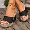 Fashion Women Wedges Slippers 2024 Summer New High Heels Women Sandals Shallow Outdoor Beach Platform Slippers Comfortable Slides Women