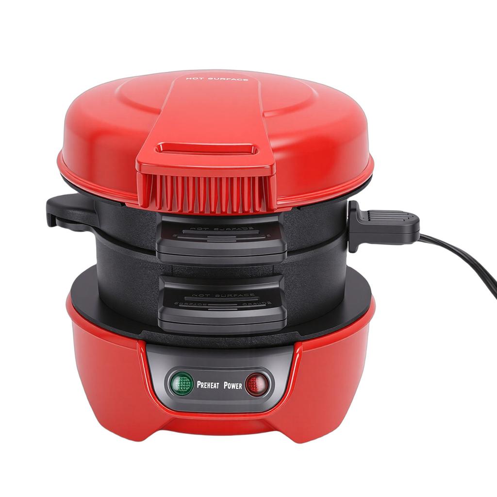 Breakfast Sandwich Maker with Egg Cooker Ring Customize Ingredients for English Muffins Croissants Mini Waffles Red US
