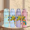 1PC Colorful Giraffe Quote Text 750ml Color Plastic Sports Water Bottle Leakproof Flip Straw Lid For Sports Office Home Use