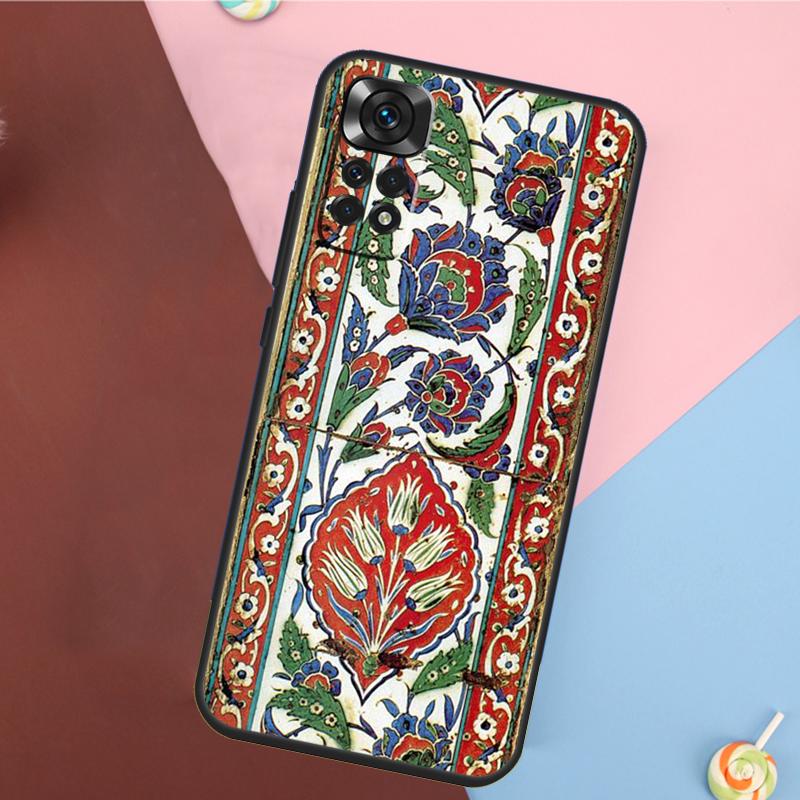 Ancient Floral Tiles Cover For Xiaomi Redmi Note 13 Pro 14 12 11 9 10 9S 10S 11S 12S Redmi 14C 10C 12C 13C Case