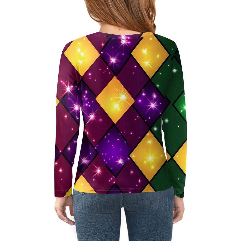 Футболки с длинным рукавом для девочек, детские осенние топы, с круглым вырезом, с принтом, базовые футболки