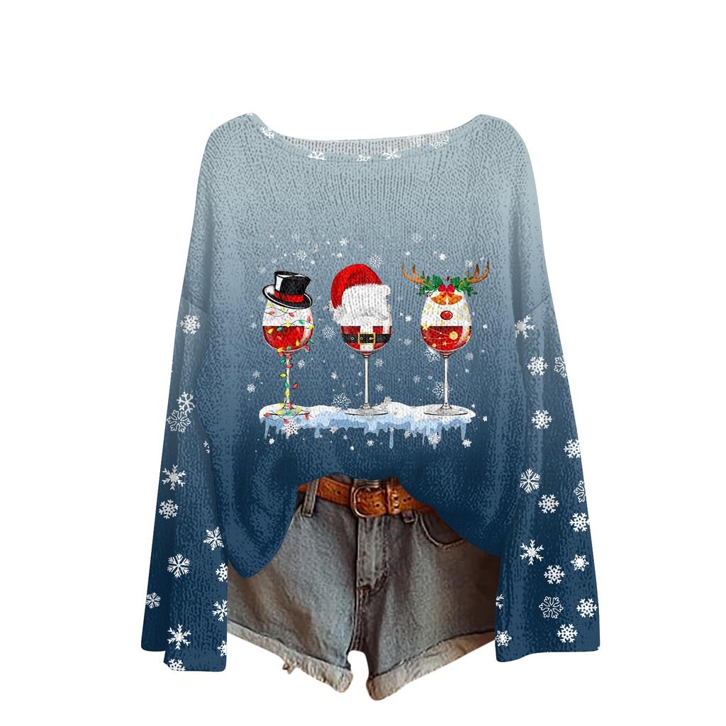Christmas Sweatshirts For Women Knit Sweater Cute Shirt Fall Crewneck Pullover Tops