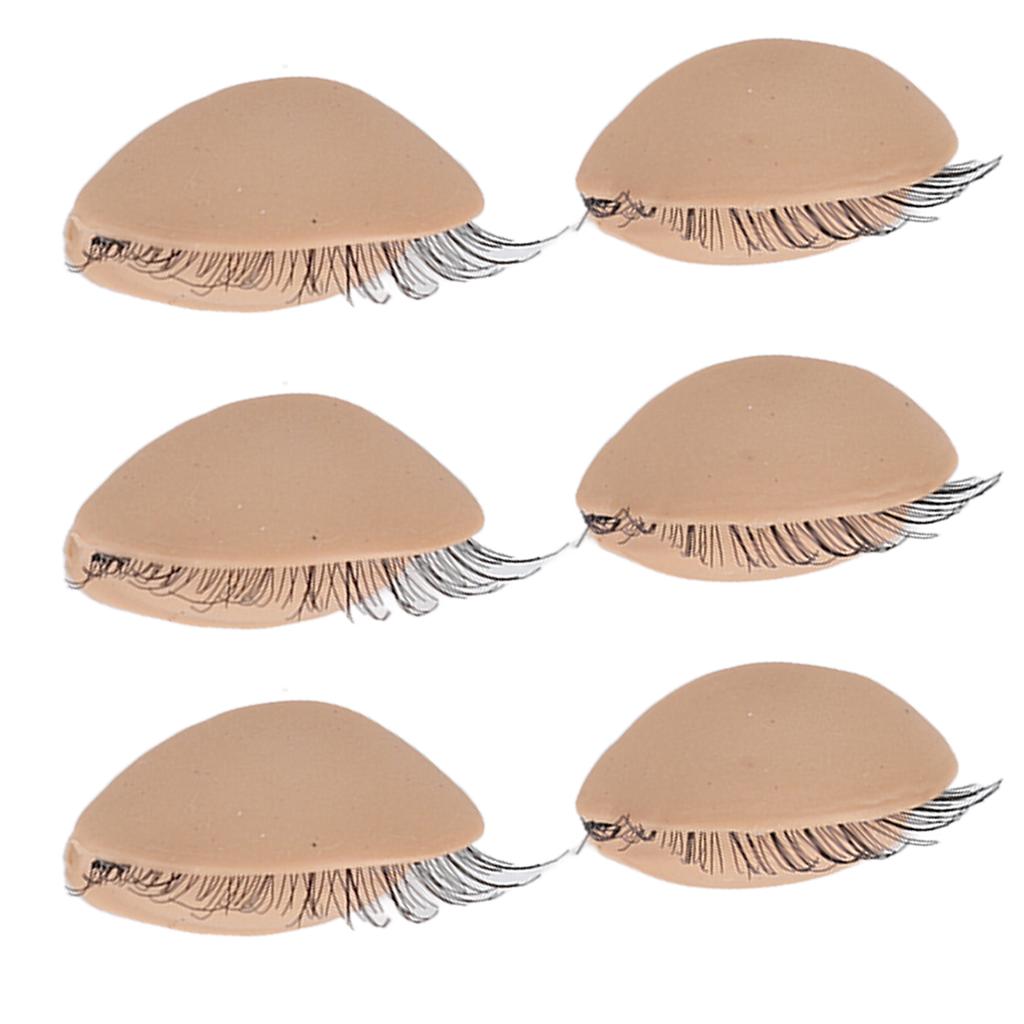 3 пары манекен-головок с веками и ресницами для обучения наращиванию ресниц, пересадка кожи