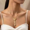 Exaggerated Phoenix Wings Necklace Gold Color Jewelry Set New Long Tassel Earrings  Women